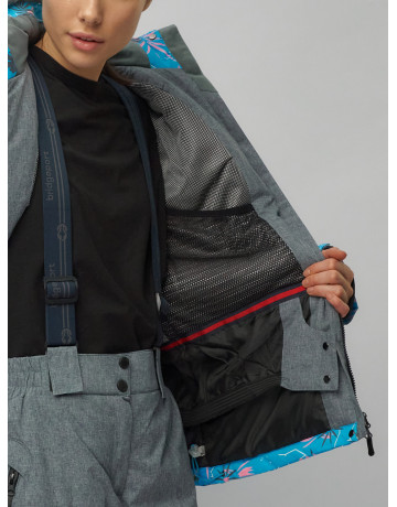 Женский горнолыжный комплект: куртка с цветочным принтом и брюки со съёмными бретелями