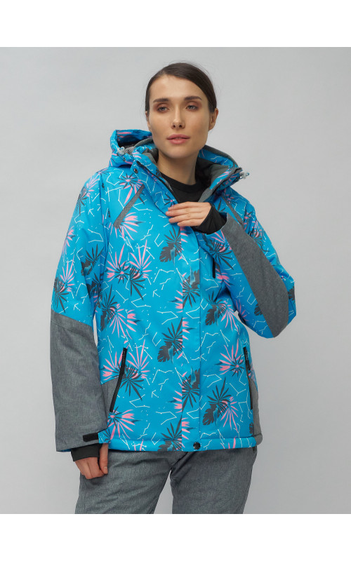 Женский горнолыжный комплект: куртка с цветочным принтом и брюки со съёмными бретелями