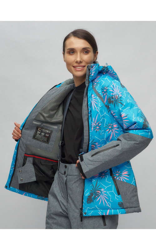 Женский горнолыжный комплект: куртка с цветочным принтом и брюки со съёмными бретелями