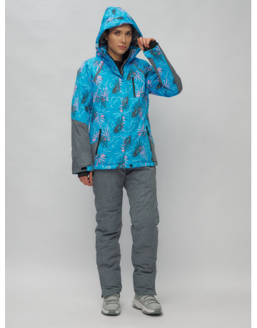 Женский горнолыжный комплект: куртка с цветочным принтом и брюки со съёмными бретелями