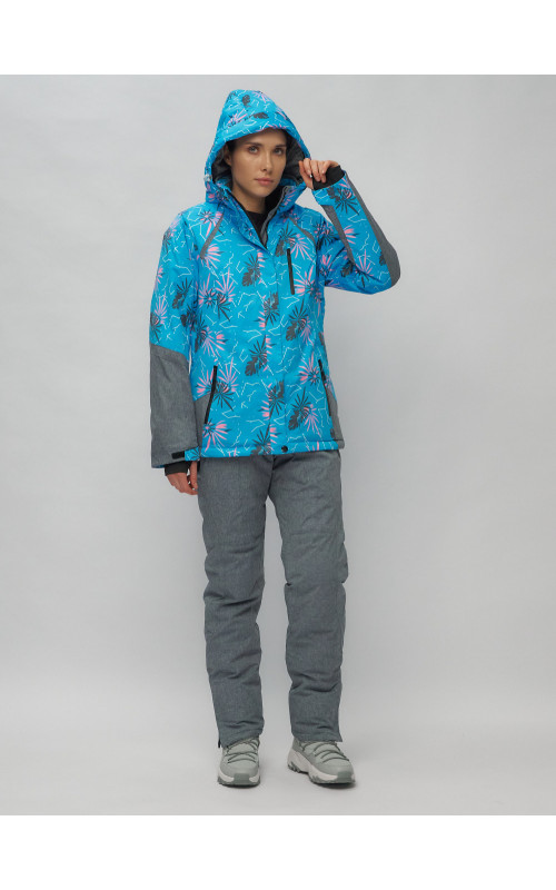 Женский горнолыжный комплект: куртка с цветочным принтом и брюки со съёмными бретелями