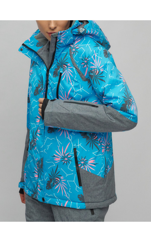 Женский горнолыжный комплект: куртка с цветочным принтом и брюки со съёмными бретелями