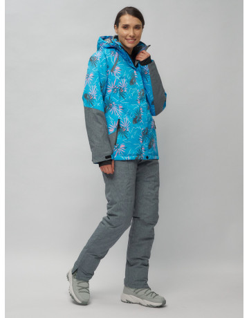 Женский горнолыжный комплект: куртка с цветочным принтом и брюки со съёмными бретелями