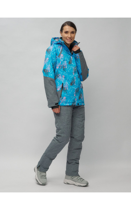 Женский горнолыжный комплект: куртка с цветочным принтом и брюки со съёмными бретелями