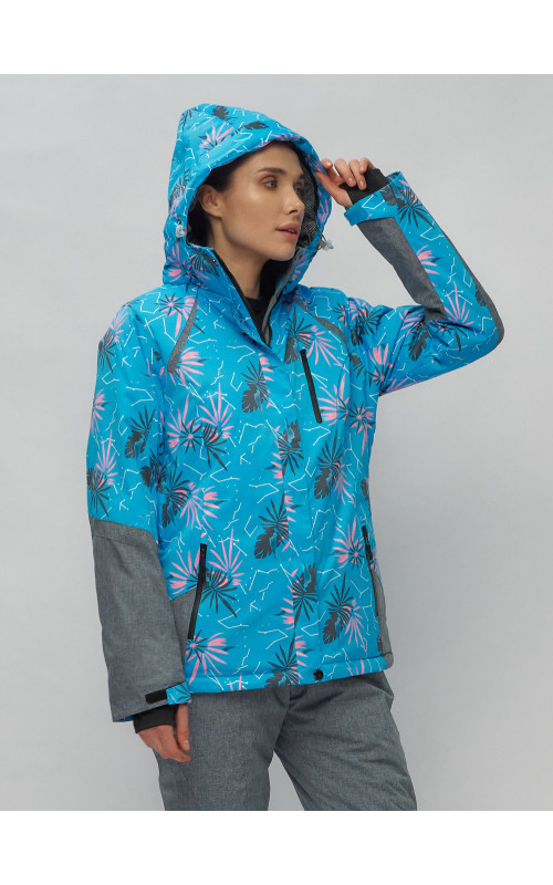 Женский горнолыжный комплект: куртка с цветочным принтом и брюки со съёмными бретелями