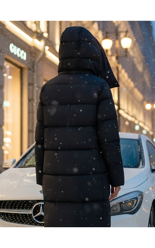 Длинный зимний пуховик для женщин