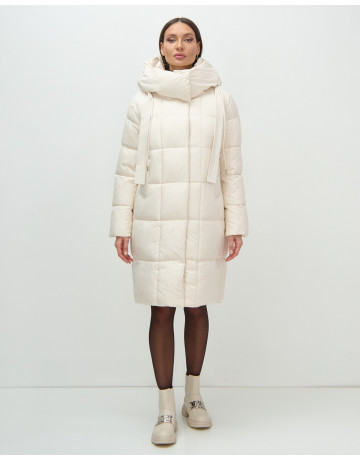 Длинный женский пуховик с капюшоном для зимы