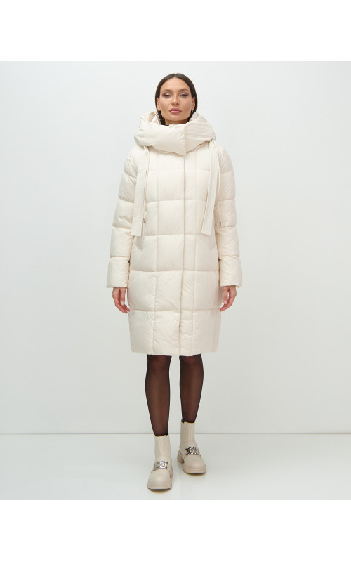 Длинный женский пуховик с капюшоном для зимы