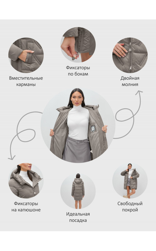 Женская зимняя куртка с капюшоном для холодной погоды.