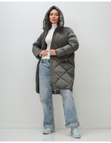 Длинный женский пуховик с капюшоном для зимы