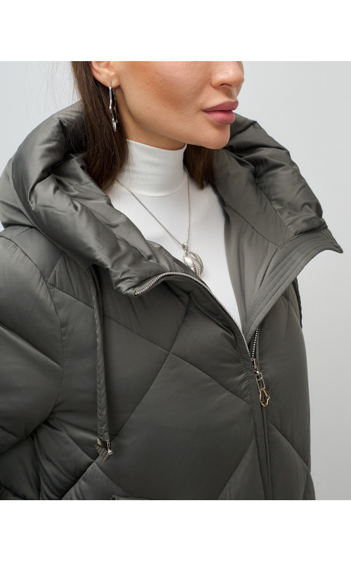 Длинный женский пуховик с капюшоном для зимы