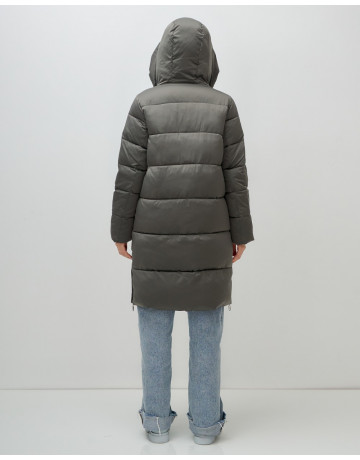 Длинный женский пуховик с капюшоном для зимы