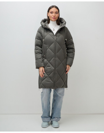 Длинный женский пуховик с капюшоном для зимы