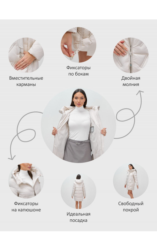 Тёплый женский пуховик с капюшоном для зимы