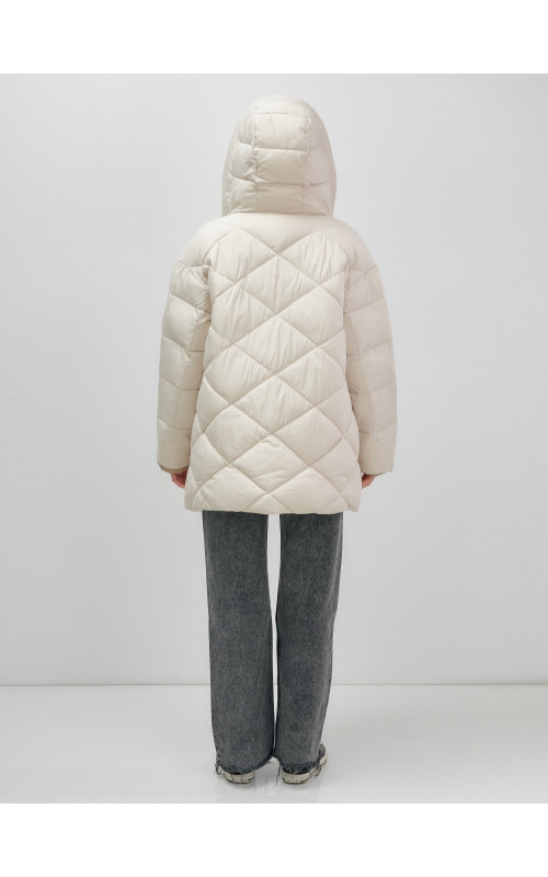 Утеплённый пуховик для женщин большого размера с капюшоном