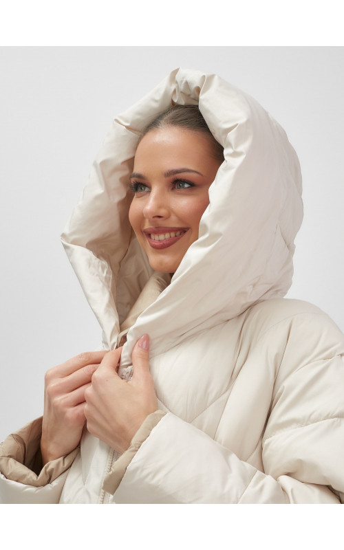 Утеплённый пуховик для женщин большого размера с капюшоном