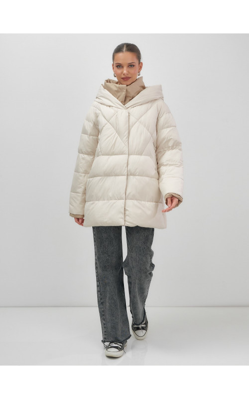 Утеплённый пуховик для женщин большого размера с капюшоном