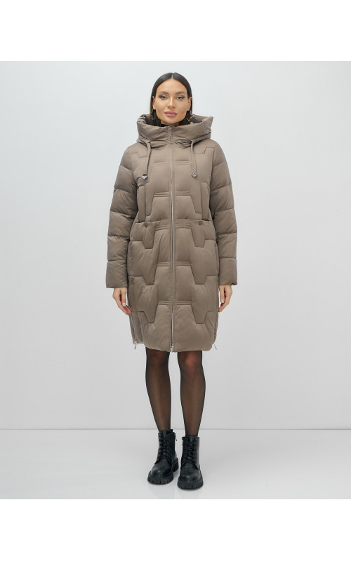 Длинный женский пуховик с капюшоном для зимы