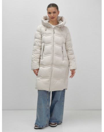 Длинный зимний пуховик для женщин с капюшоном.