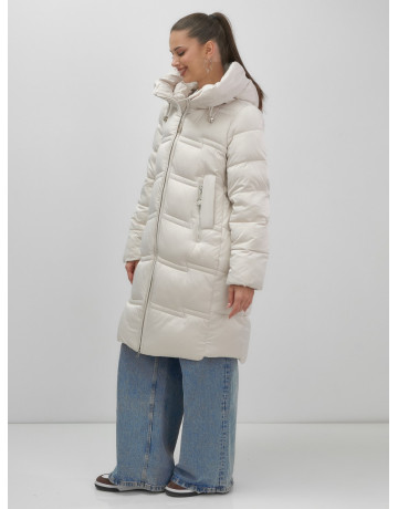 Длинный зимний пуховик для женщин с капюшоном.