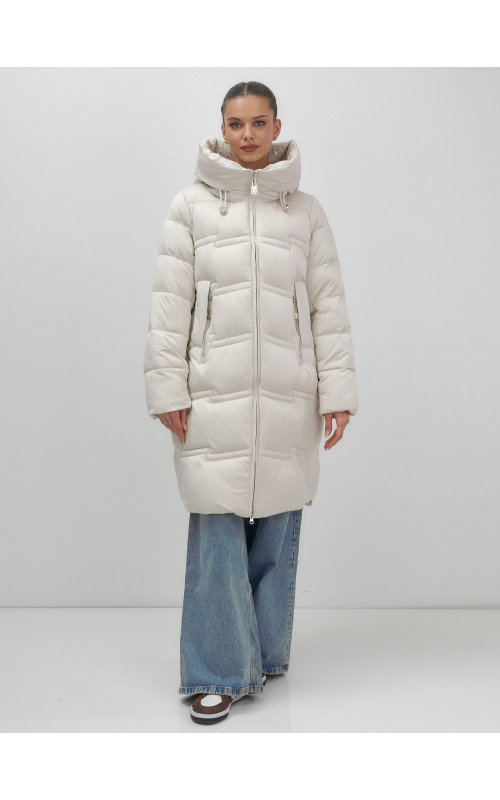 Длинный зимний пуховик для женщин с капюшоном.