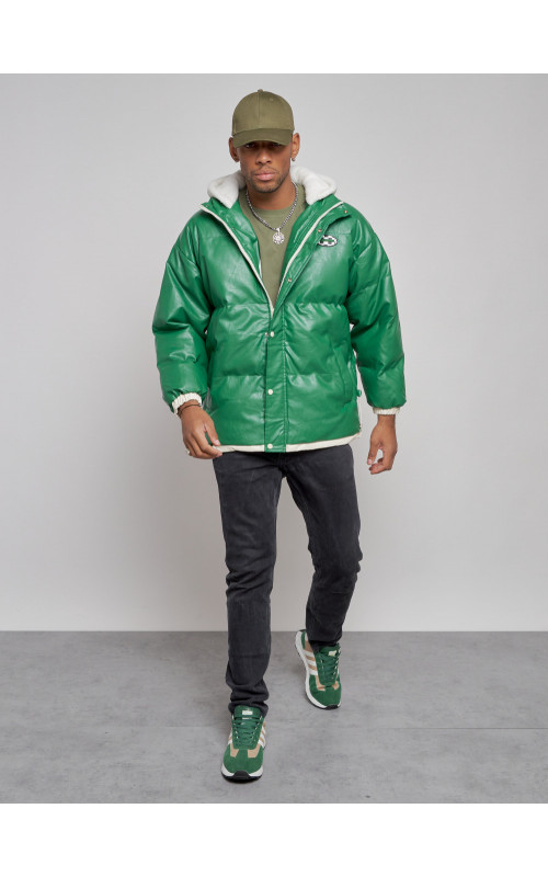 Мужская зимняя куртка с капюшоном из экокожи для активного отдыха