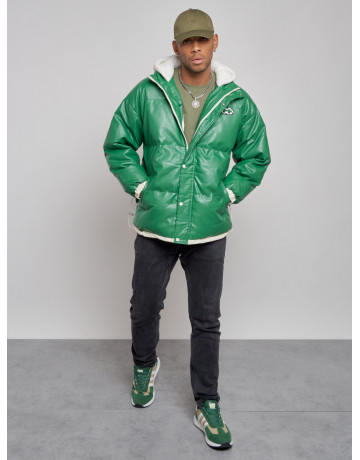 Мужская зимняя куртка с капюшоном из экокожи для активного отдыха