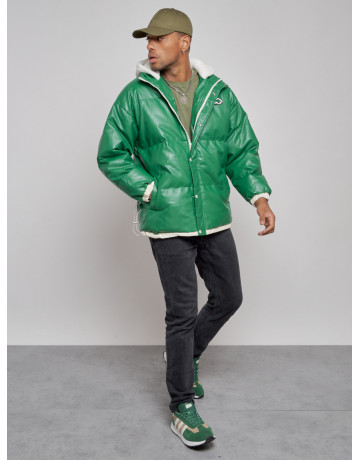 Мужская зимняя куртка с капюшоном из экокожи для активного отдыха