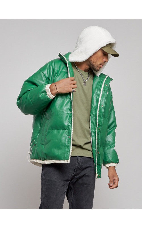 Мужская зимняя куртка с капюшоном из экокожи для активного отдыха