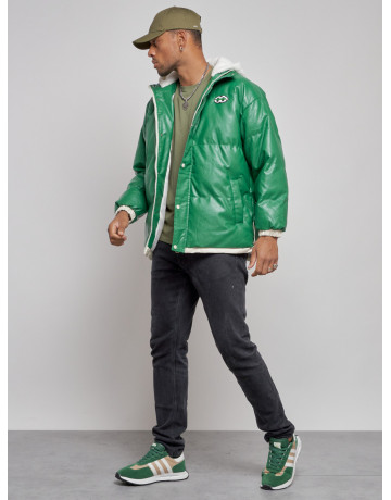 Мужская зимняя куртка с капюшоном из экокожи для активного отдыха