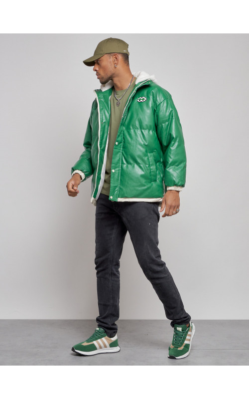 Мужская зимняя куртка с капюшоном из экокожи для активного отдыха