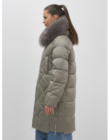 Длинный пуховик премиум-класса с мехом песца.