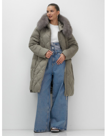 Длинный пуховик премиум-класса с мехом песца.