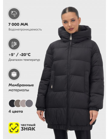 Женская зимняя куртка с капюшоном на резинке, утеплённая, больших размеров.