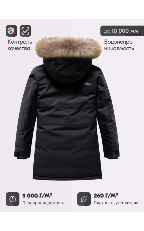 Детская зимняя парка для девочки, розовая, с капюшоном и мехом.