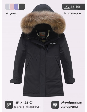 Детская зимняя парка для девочки, розовая, с капюшоном и мехом.