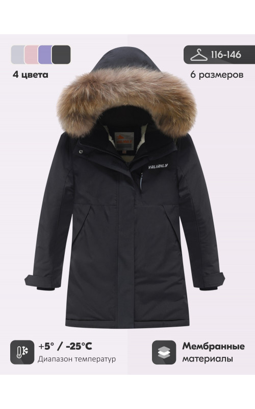 Детская зимняя парка для девочки, розовая, с капюшоном и мехом.