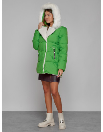 Пуховик зимний женский с мехом из овчины.