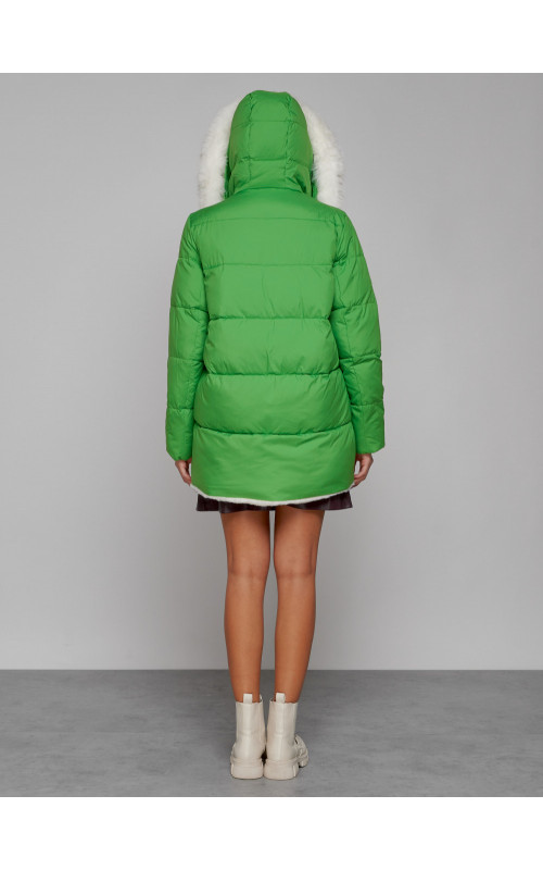 Пуховик зимний женский с мехом из овчины.