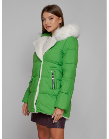 Пуховик зимний женский с мехом из овчины.
