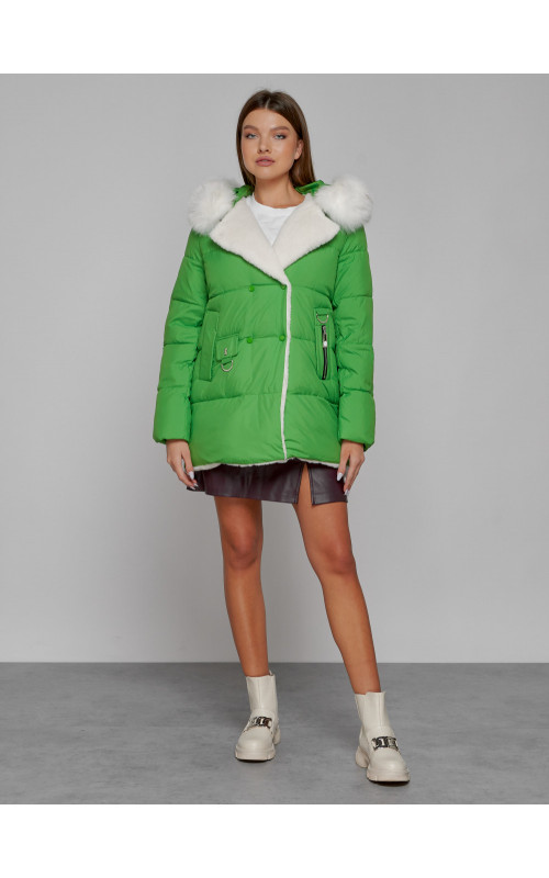 Пуховик зимний женский с мехом из овчины.