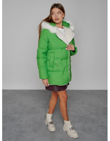 Пуховик зимний женский с мехом из овчины.
