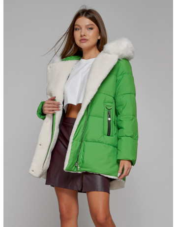 Пуховик зимний женский с мехом из овчины.