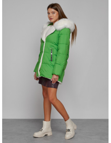 Пуховик зимний женский с мехом из овчины.