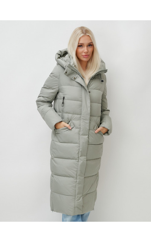 Тёплый женский пуховик с капюшоном