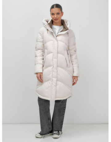 Длинный зимний пуховик с капюшоном для женщин