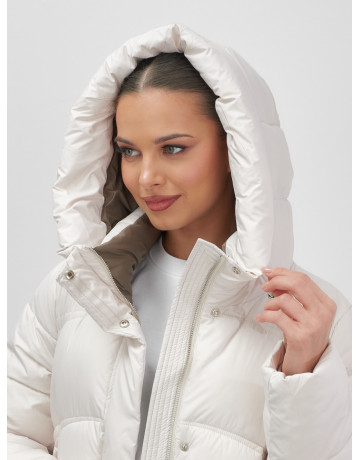 Длинный зимний пуховик с капюшоном для женщин