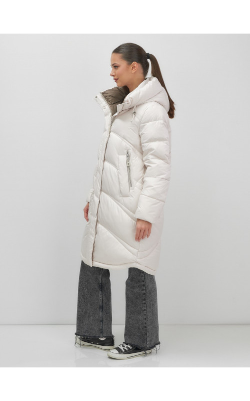 Длинный зимний пуховик с капюшоном для женщин