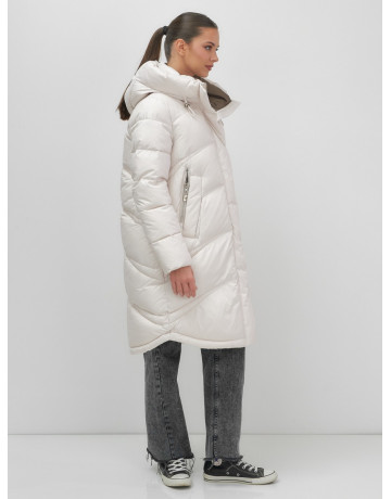 Длинный зимний пуховик с капюшоном для женщин