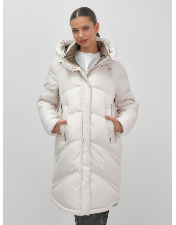 Длинный зимний пуховик с капюшоном для женщин